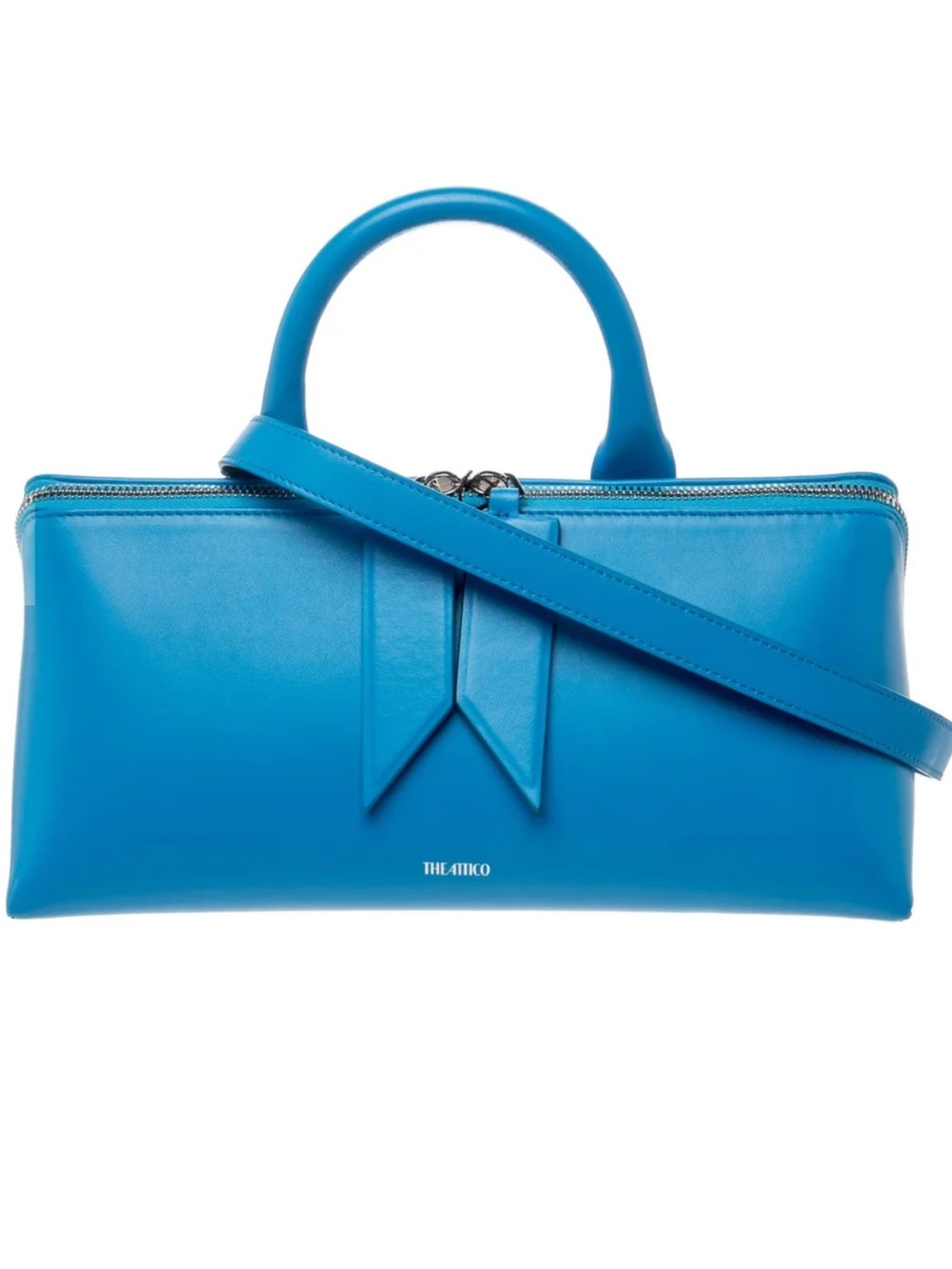 The Attico Bright Blue Leather Top-Handle Satchel with Strap